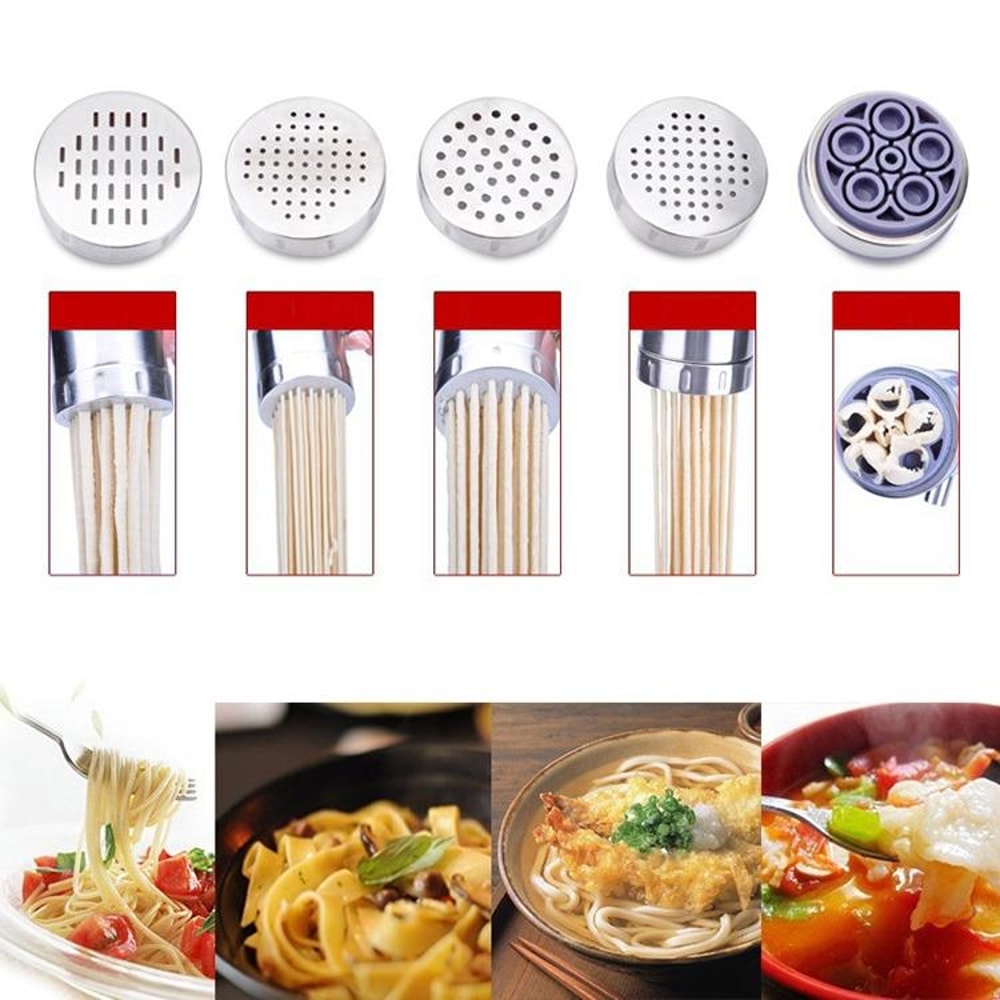 Stainless Steel Manual Pasta Maker With 5 Molds Compact Pasta Machine For Fresh Homemade Noodles 7