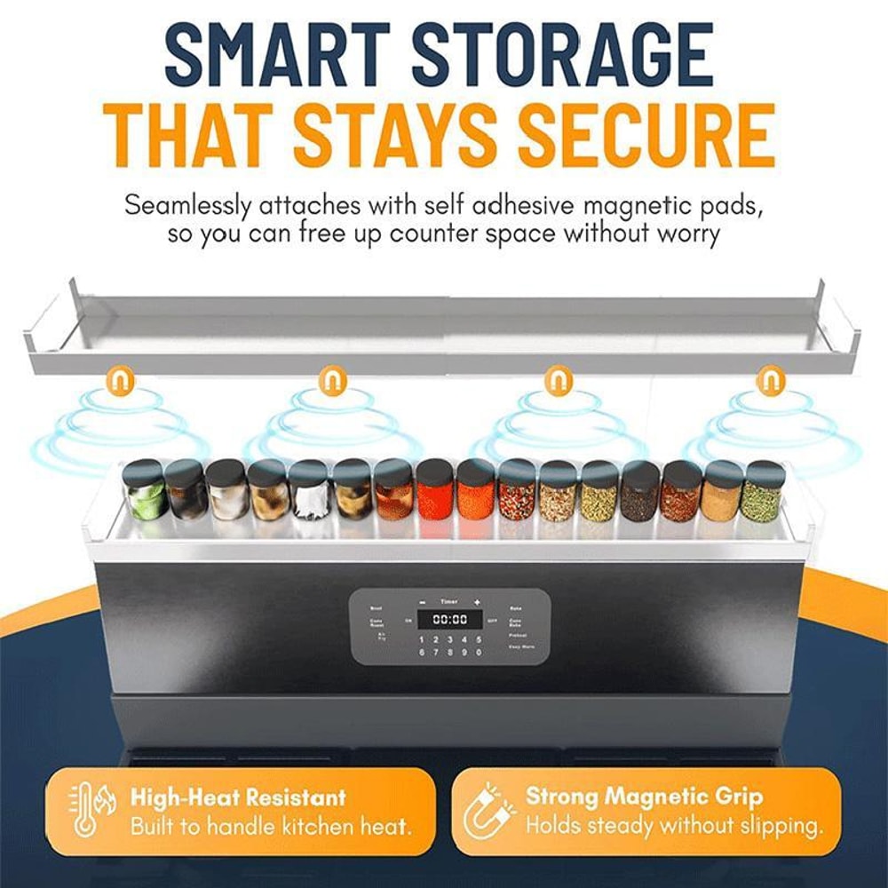 Adjustable Magnetic Stove Top Shelf Organizer Expandable Spice Rack for Kitchen Storage