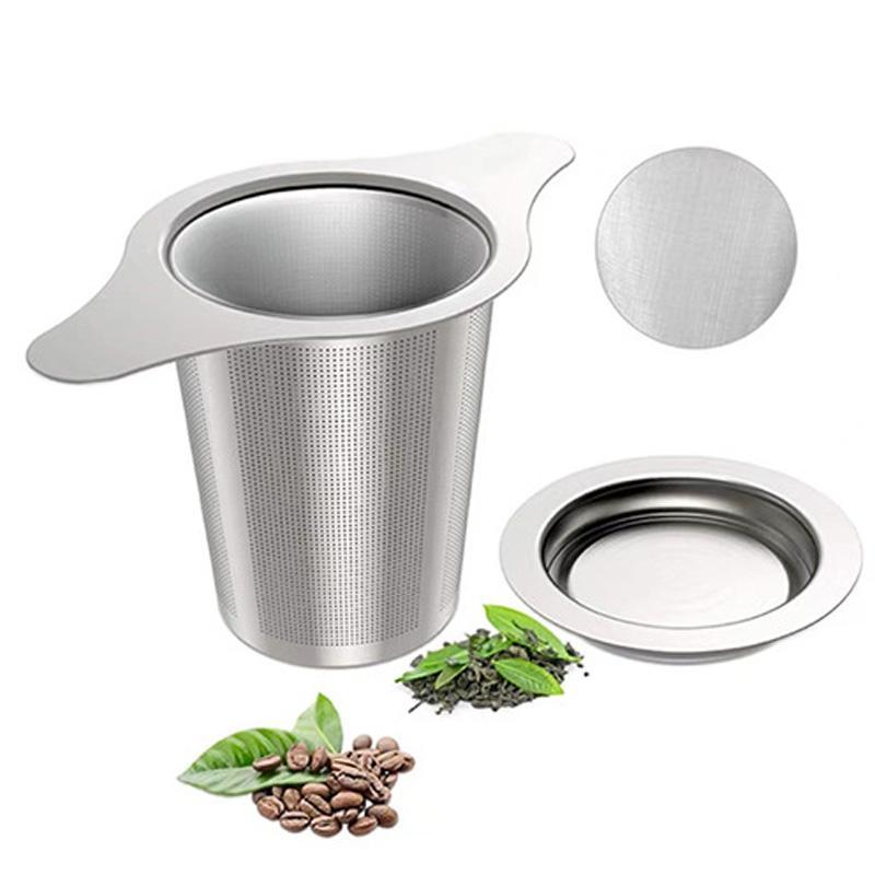 Premium 304 Stainless Steel Tea Strainer with Lid Dual Handle Fine Mesh Infuser
