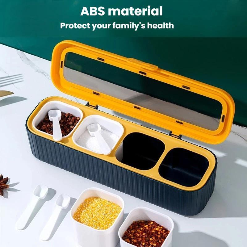4Grid Airtight Spice Organizer Box Transparent Spice Storage Container For Kitchen Counter 1