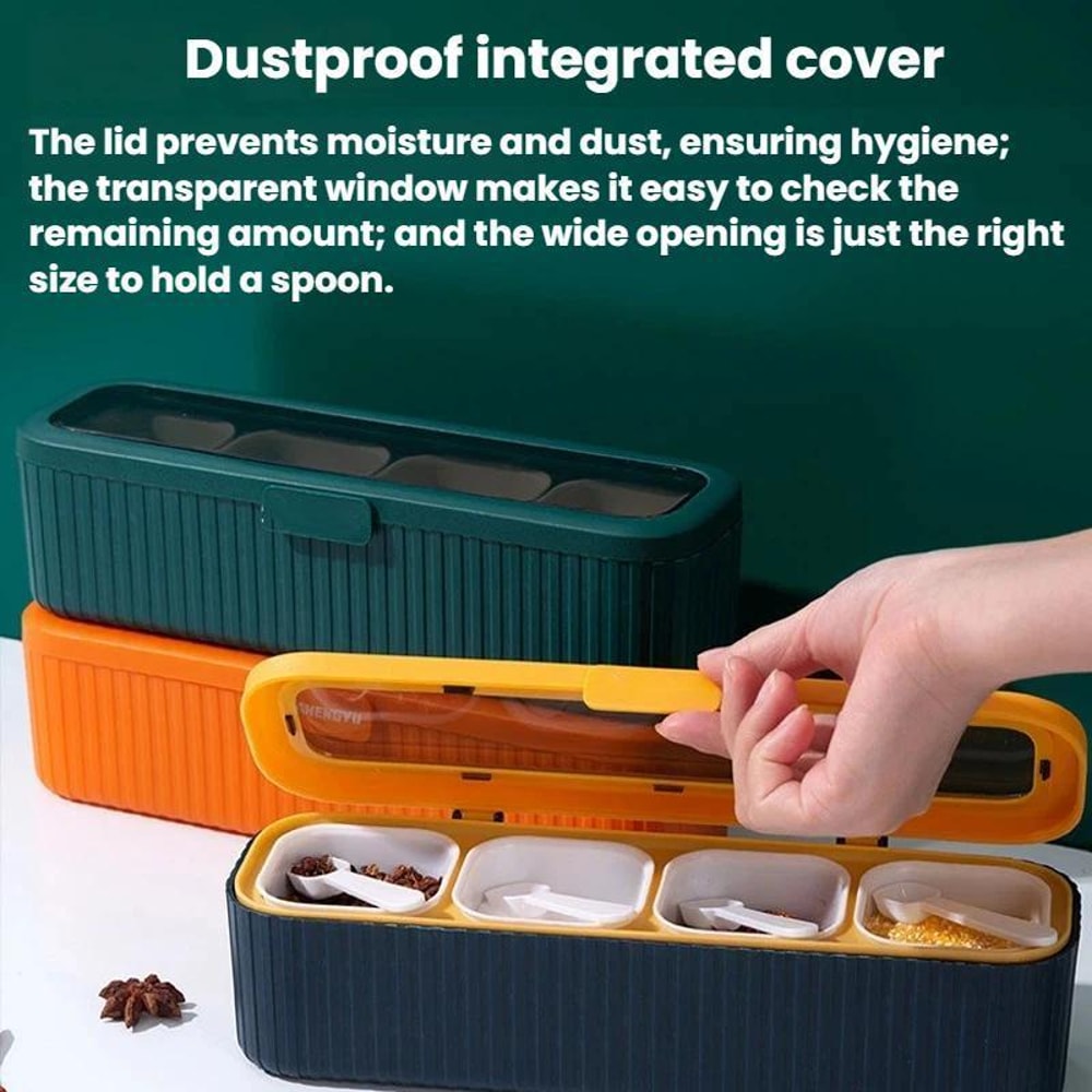 4Grid Airtight Spice Organizer Box Transparent Spice Storage Container For Kitchen Counter 2