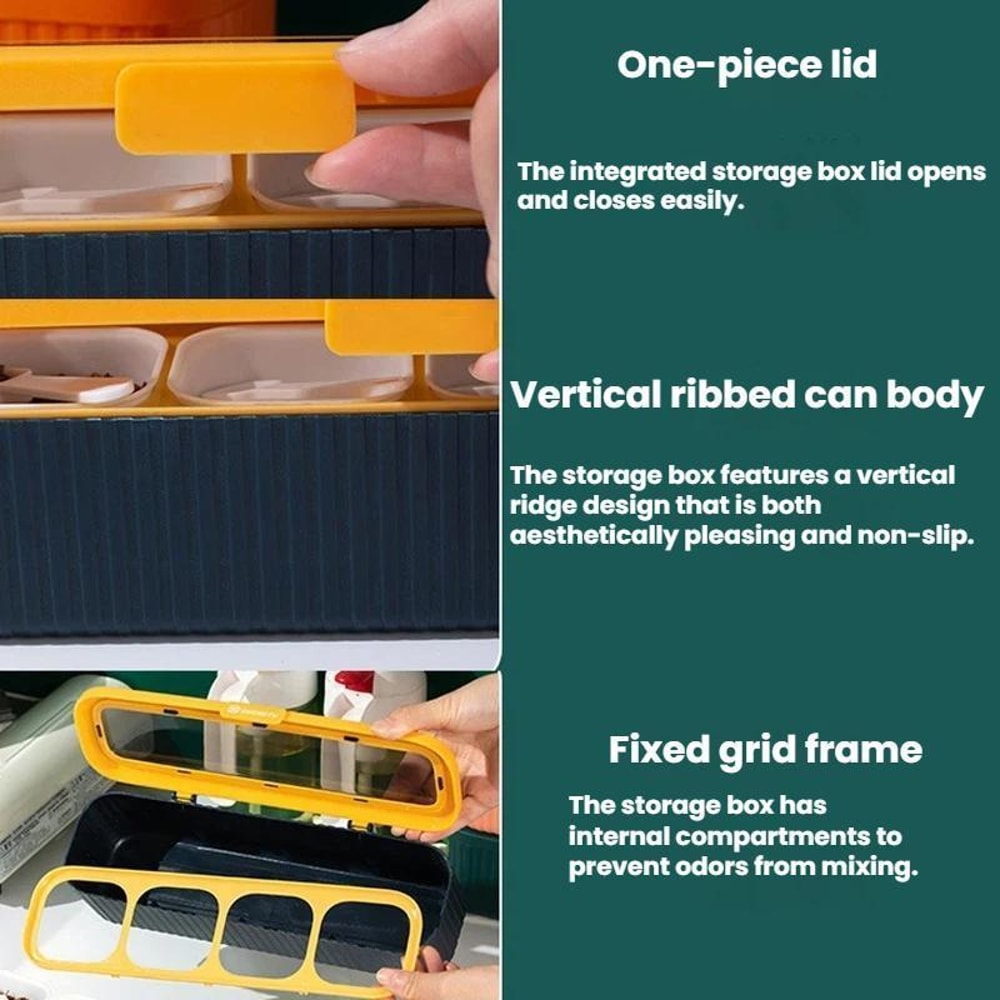 4Grid Airtight Spice Organizer Box Transparent Spice Storage Container For Kitchen Counter 6