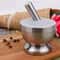 Stainless Steel Mortar and Pestle Garlic Crusher Bowl with Lid Compact Kitchen Grinder