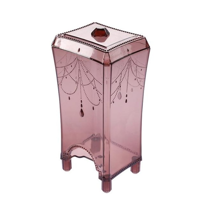Clear Cotton Pad Organizer Box With Lid Transparent Makeup Storage Box For Vanity Bathroom 2