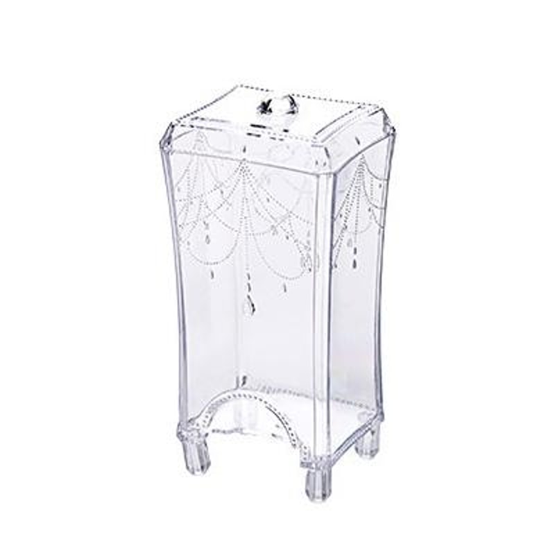 Clear Cotton Pad Organizer Box With Lid Transparent Makeup Storage Box For Vanity Bathroom 4
