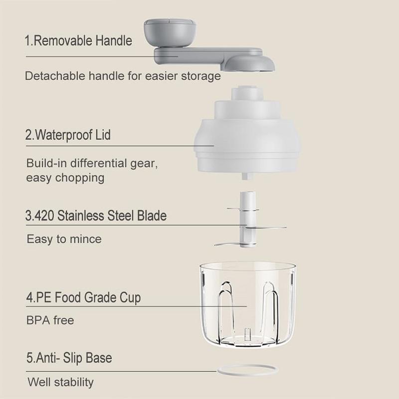 Manual Garlic Chopper Mini Food Processor Vegetable Cutter 3