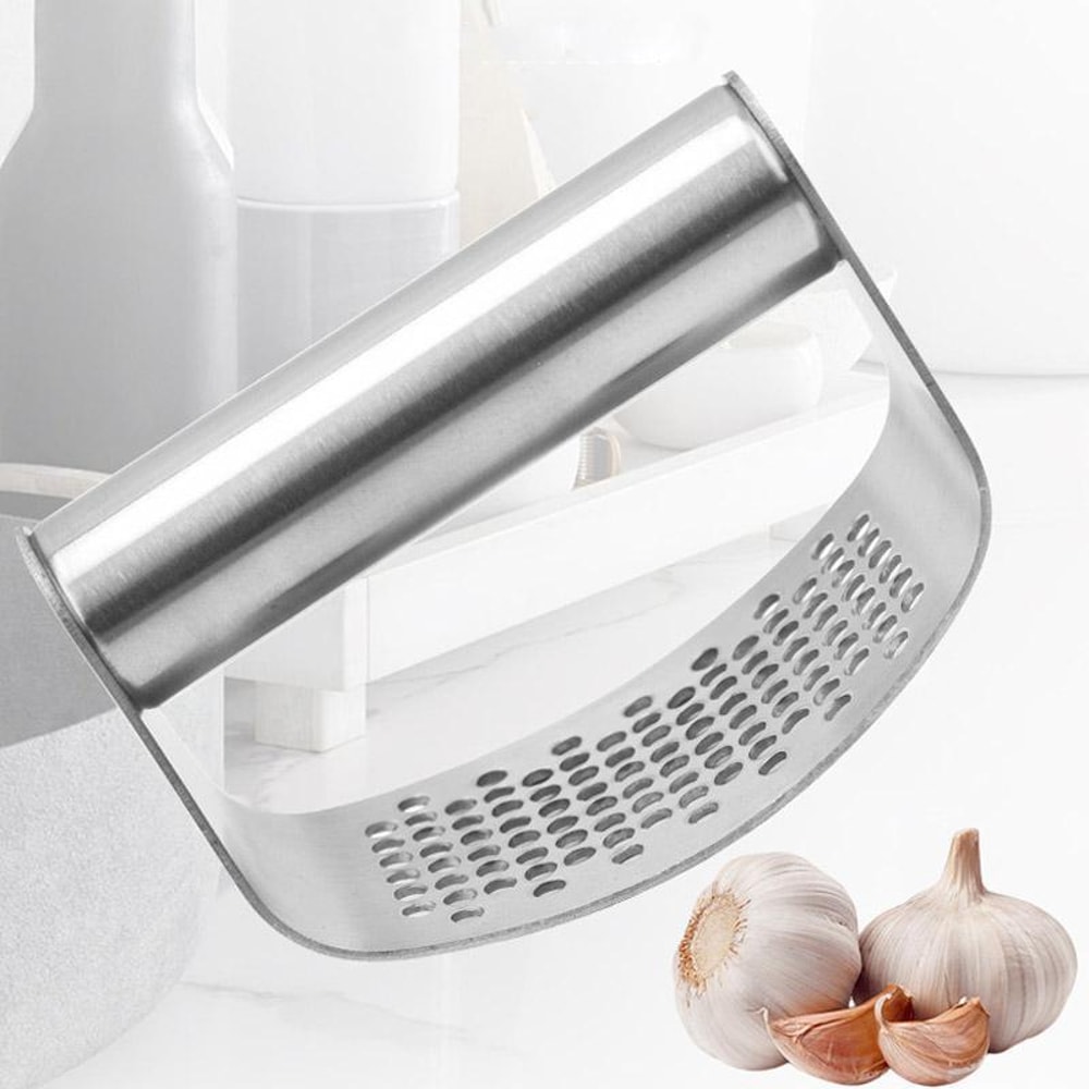 Heavy Duty Stainless Steel Garlic Press Curved Easy Garlic Crusher Tool