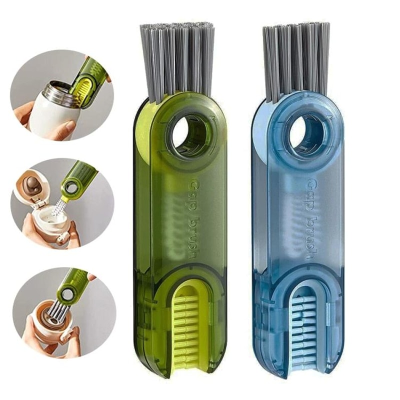 3in1 Bottle Lid Cleaning Brush Set For Deep Cleaning Cups Caps Grooves 0