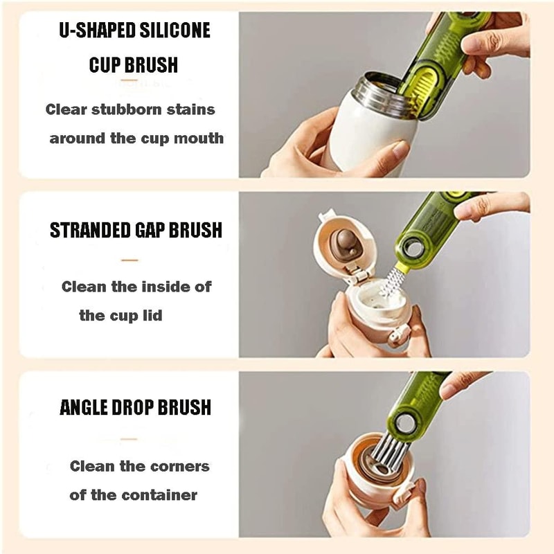 3in1 Bottle Lid Cleaning Brush Set For Deep Cleaning Cups Caps Grooves 3