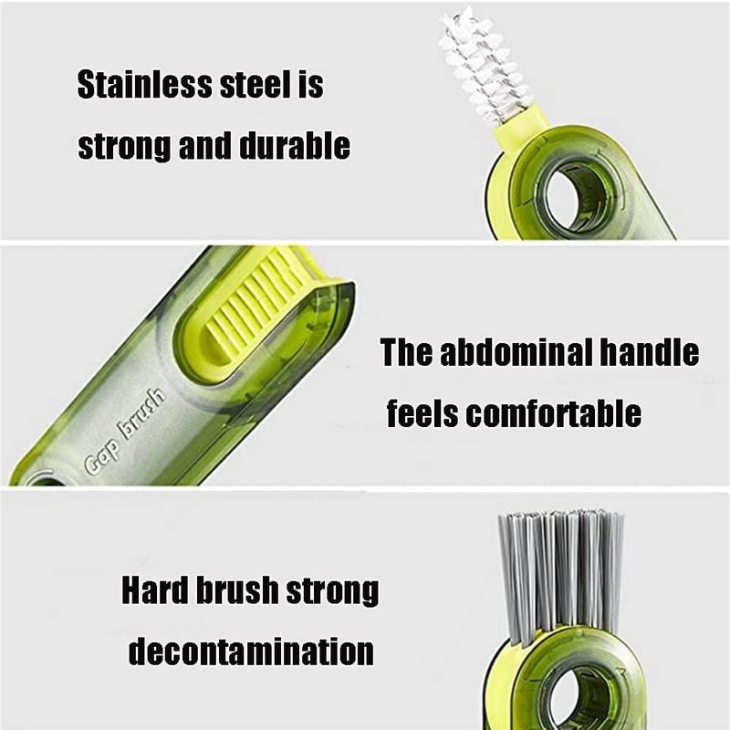 3in1 Bottle Lid Cleaning Brush Set For Deep Cleaning Cups Caps Grooves 4