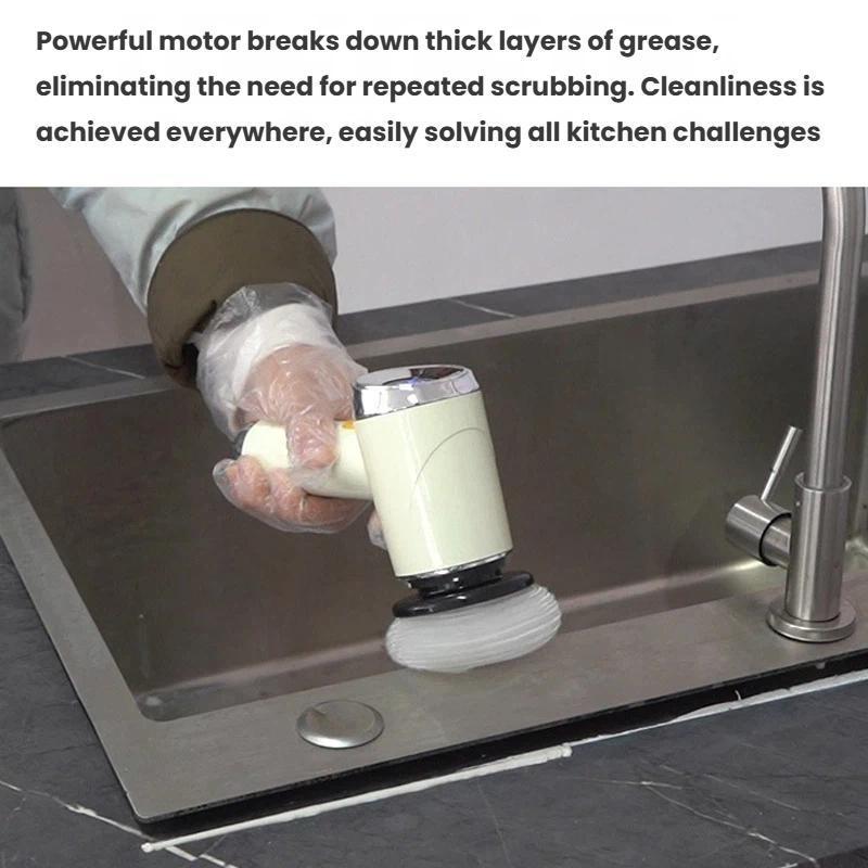 Multi Head Electric Kitchen Scrubber Cordless Spin Cleaning Brush Set