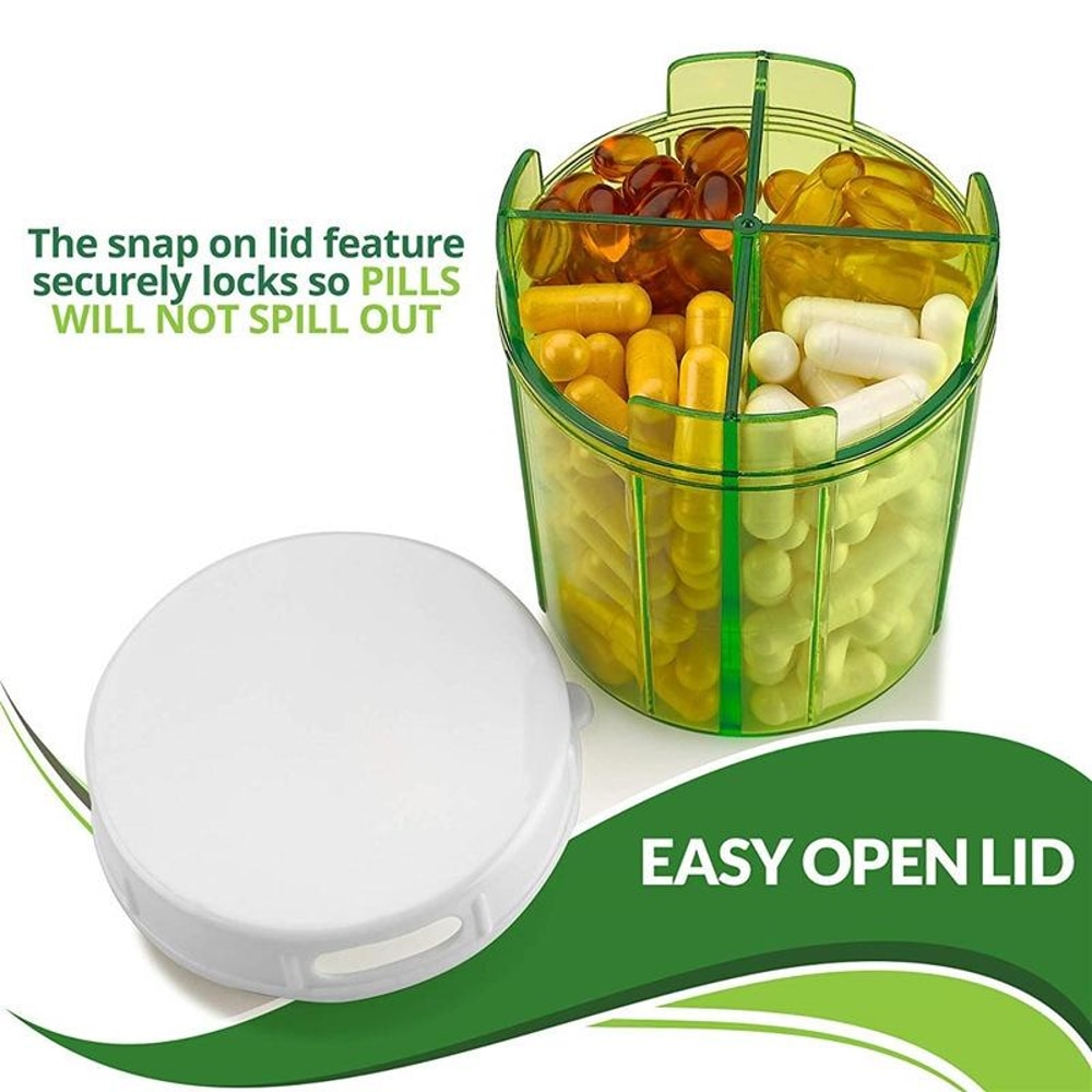 Portable Transparent Pill Organizer Box with 4 Compartments Leakproof Travel Medicine Case