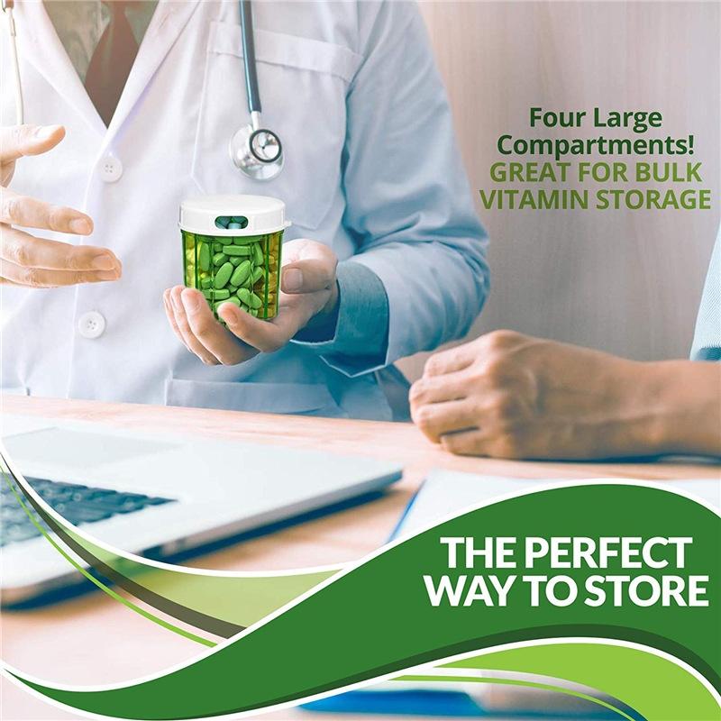 Portable Transparent Pill Organizer Box with 4 Compartments Leakproof Travel Medicine Case