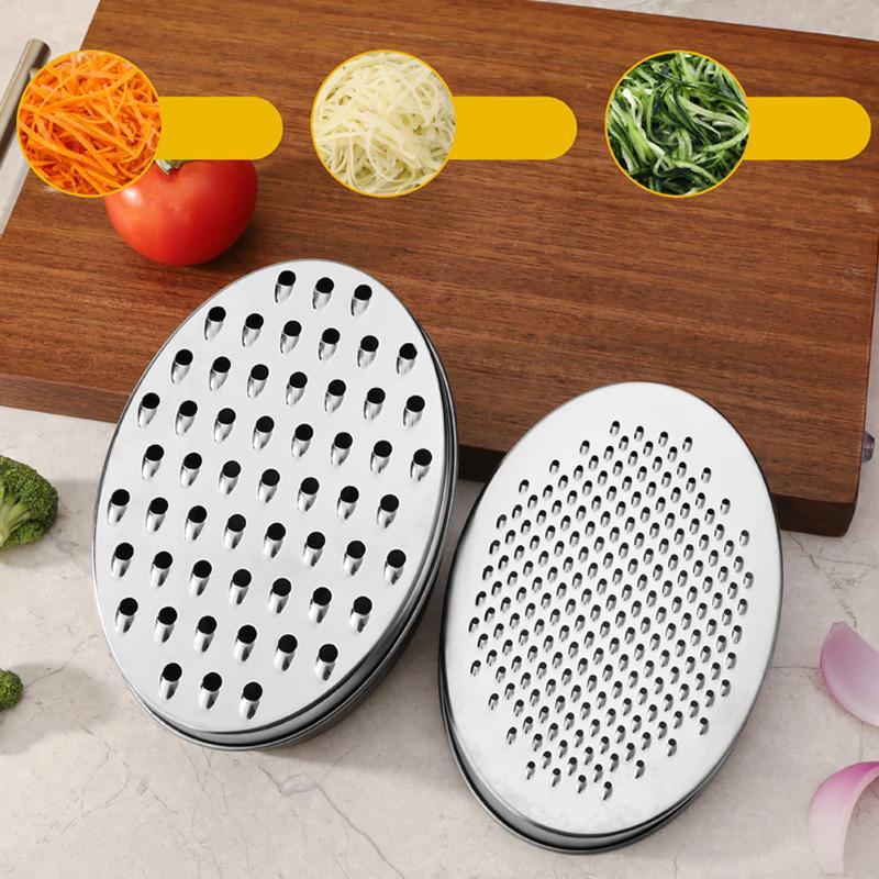 Vegetable Slicer With Container Stainless Steel Grater Set With Discs And Cleaning Brush 1
