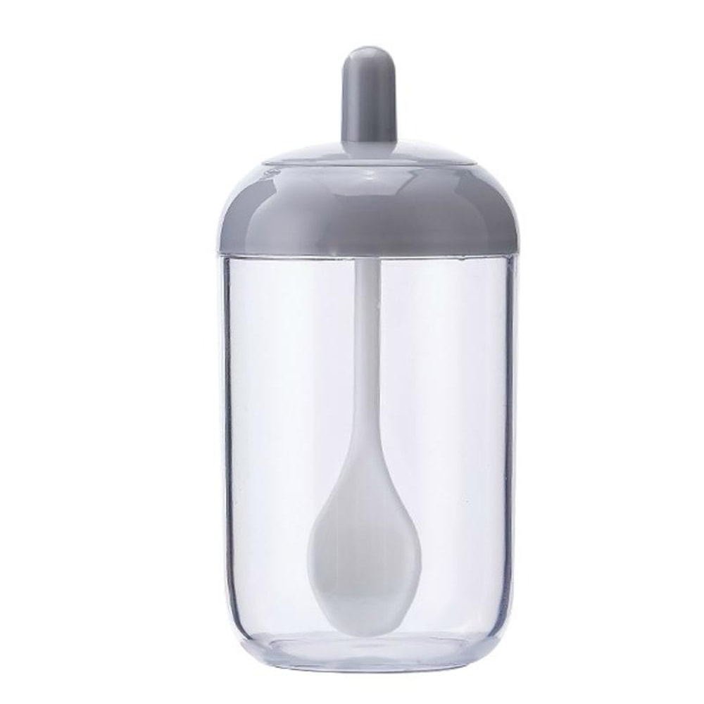 Minimalist Gray Spice Jar With Spoon For Salt Sugar And Seasoning 0