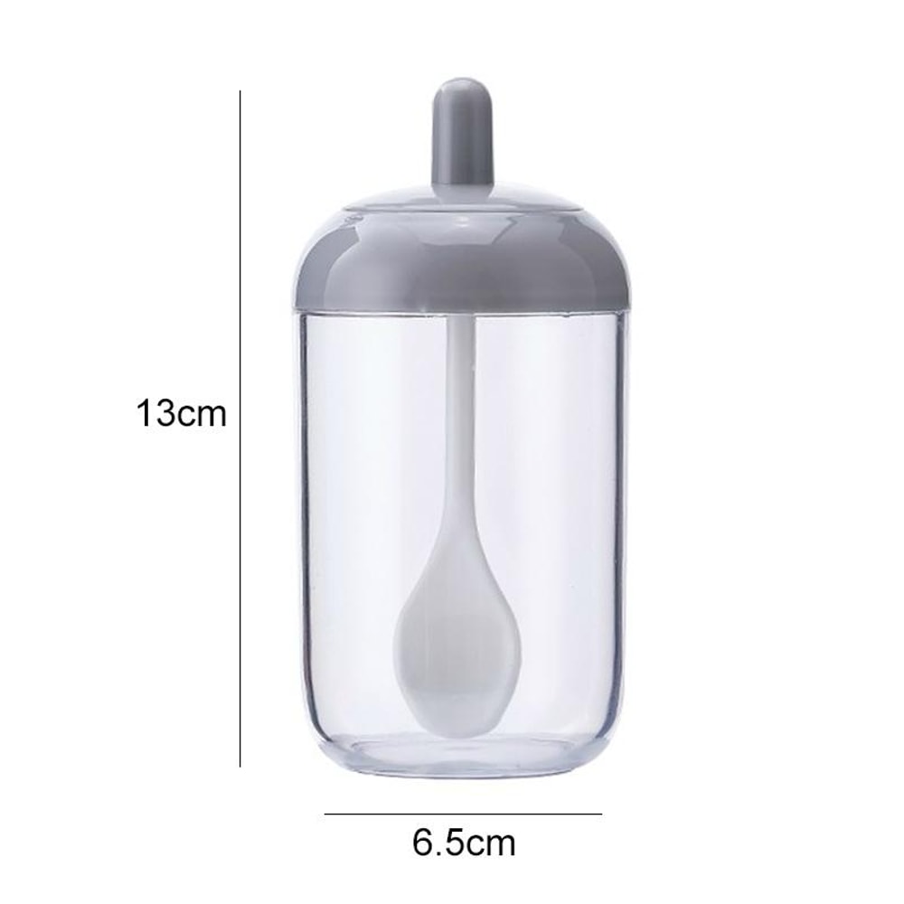 Minimalist Gray Spice Jar With Spoon For Salt Sugar And Seasoning 6