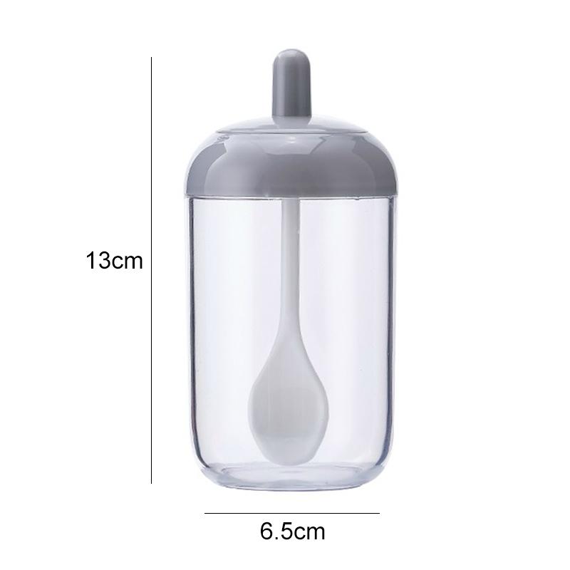Minimalist Gray Spice Jar With Spoon For Salt Sugar And Seasoning 6