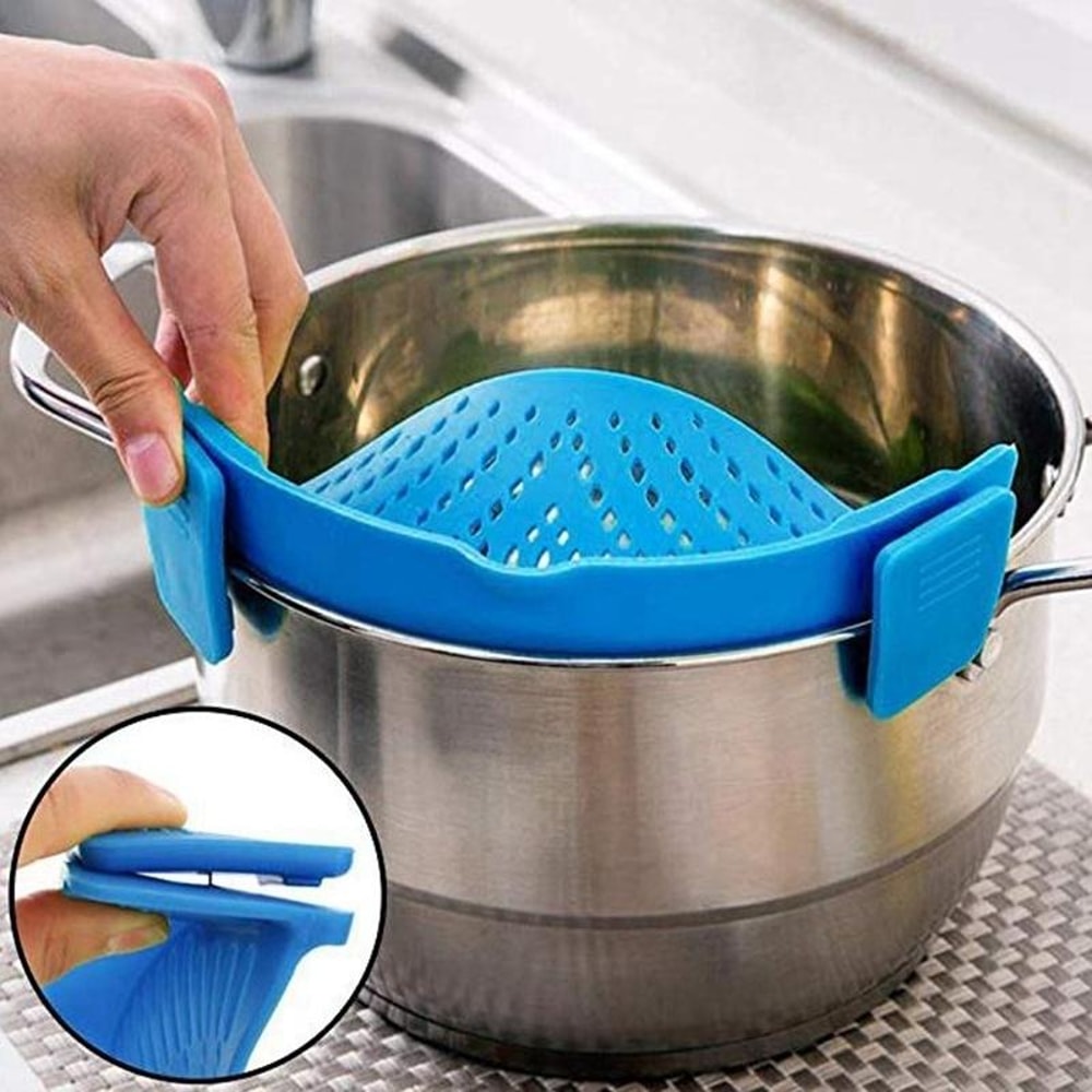 ClipOn Silicone Pasta Strainer For Pots Universal Kitchen Drainer 4