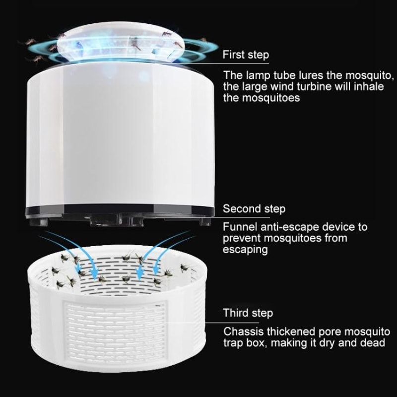 USB Quiet Mosquito Killer Lamp With UV Trap Strong Suction 2