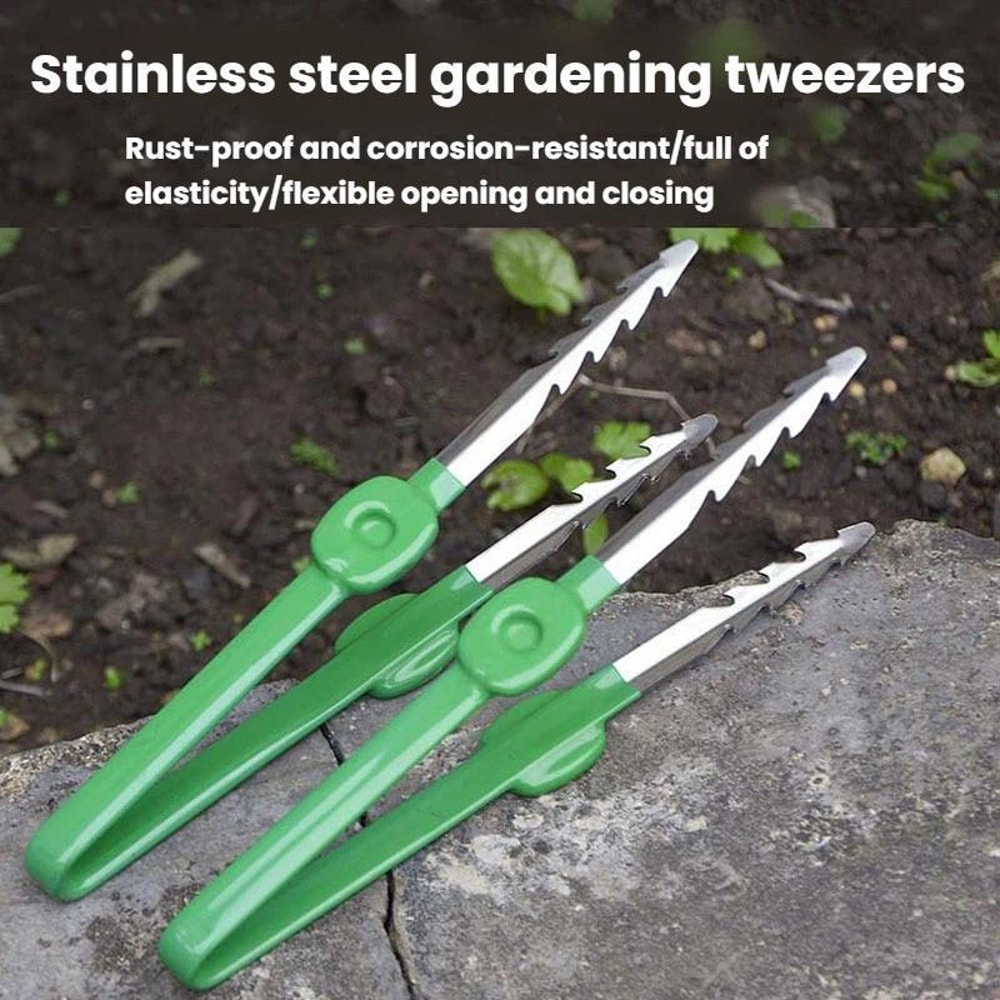 Precision Garden Tweezers Tool For Succulents Weeding Stainless Steel Grip Clip 1