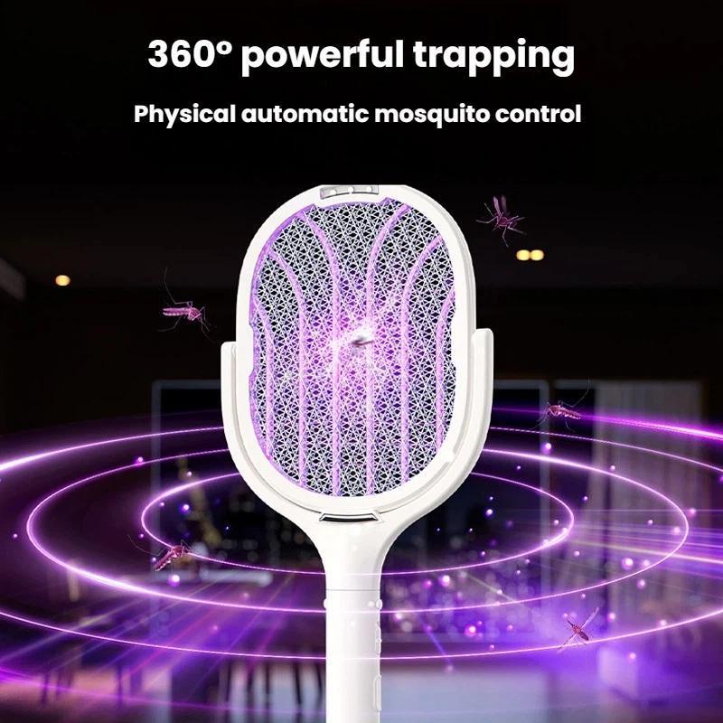 Extendable Electric Mosquito Racket Lamp Rechargeable Stand Zapper 1