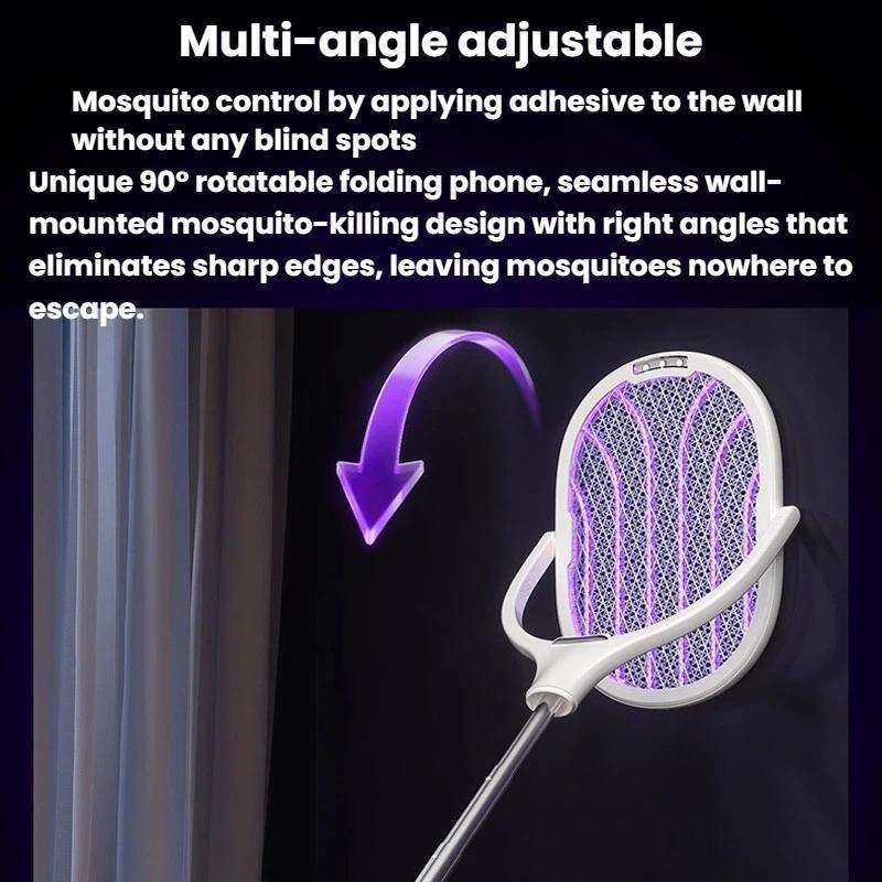 Extendable Electric Mosquito Racket Lamp Rechargeable Stand Zapper 8