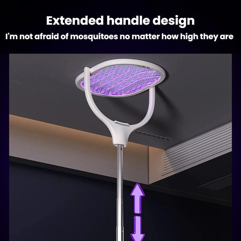 Extendable Electric Mosquito Racket Lamp Rechargeable Stand Zapper 9