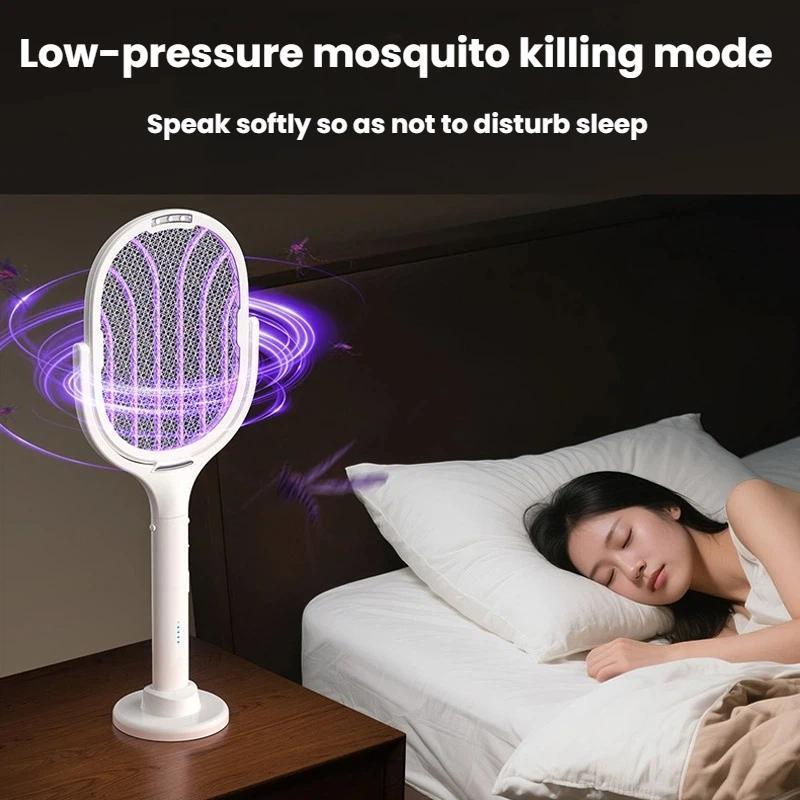 Extendable Electric Mosquito Racket Lamp Rechargeable Stand Zapper 10