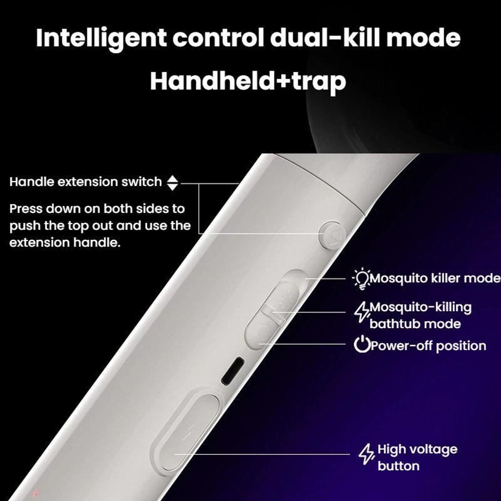 Extendable Electric Mosquito Racket Lamp Rechargeable Stand Zapper 2