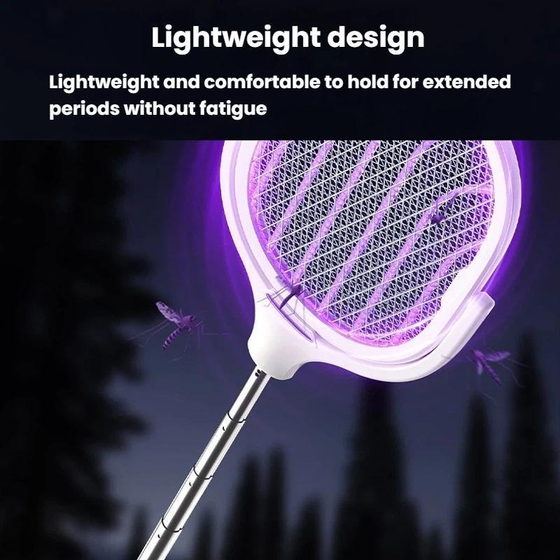 Extendable Electric Mosquito Racket Lamp Rechargeable Stand Zapper 5