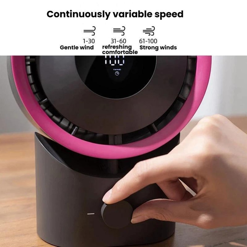 USB Rechargeable Desktop Fan with LED Display, Stepless Speed Control & Timer