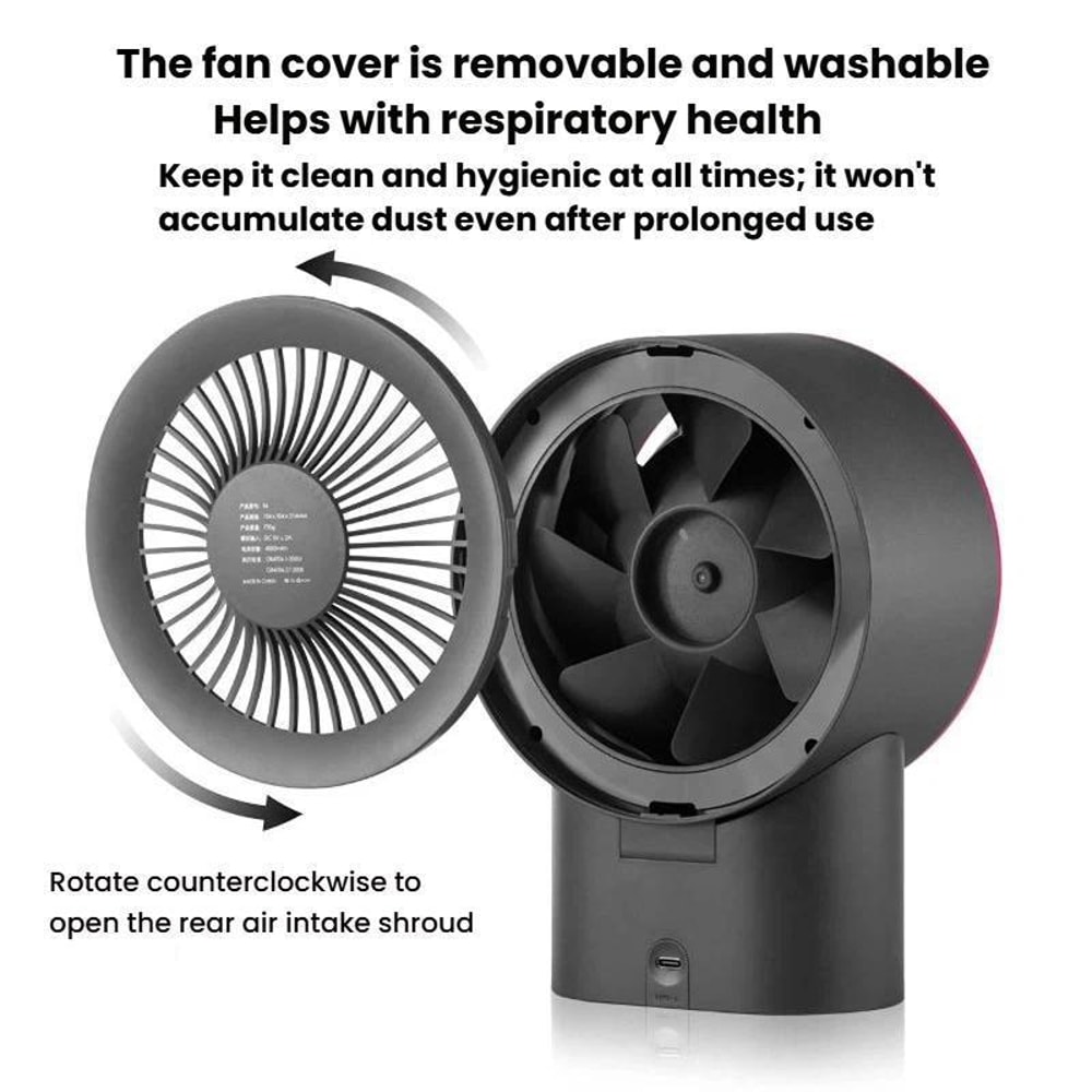 USB Rechargeable Desktop Fan with LED Display, Stepless Speed Control & Timer
