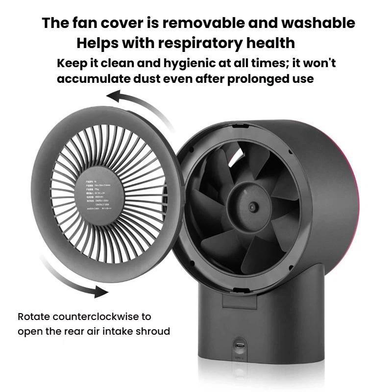 USB Rechargeable Desktop Fan with LED Display, Stepless Speed Control & Timer