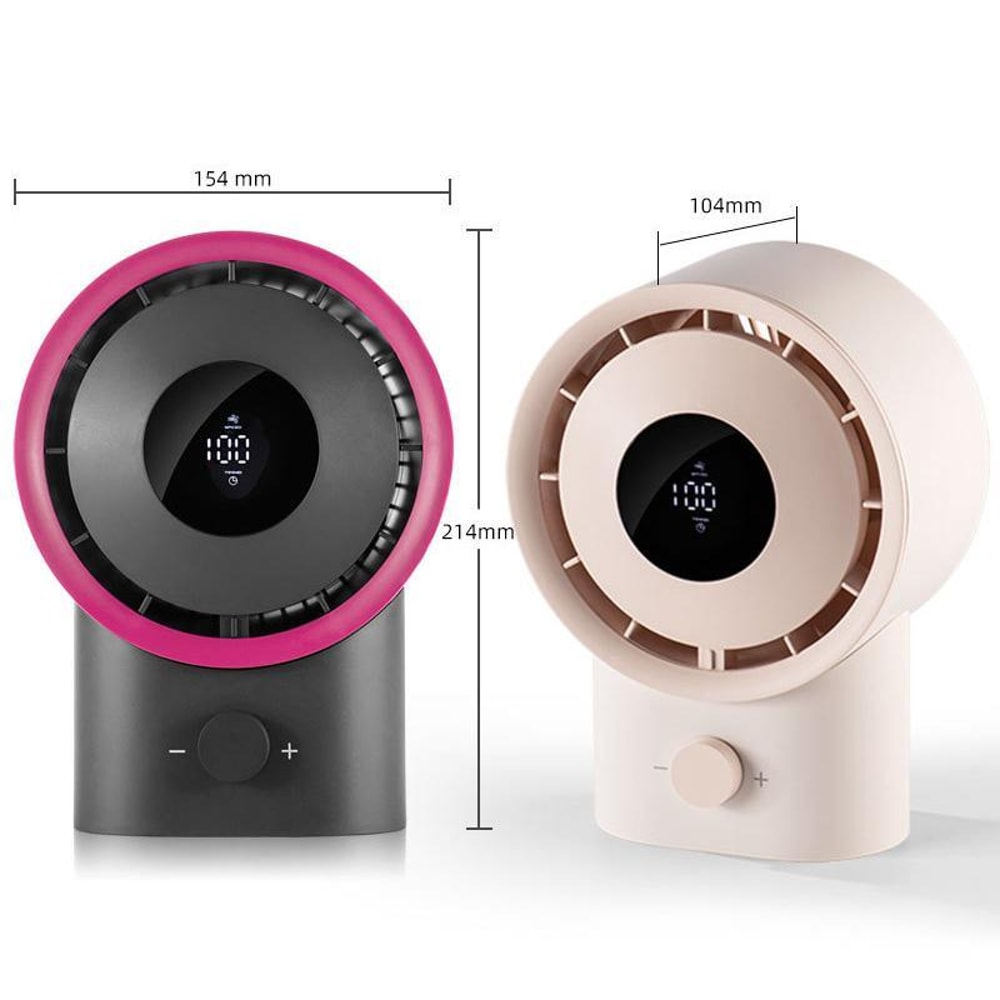 USB Rechargeable Desktop Fan with LED Display, Stepless Speed Control & Timer