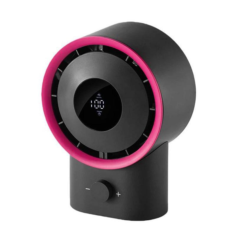 USB Rechargeable Desktop Fan with LED Display, Stepless Speed Control & Timer