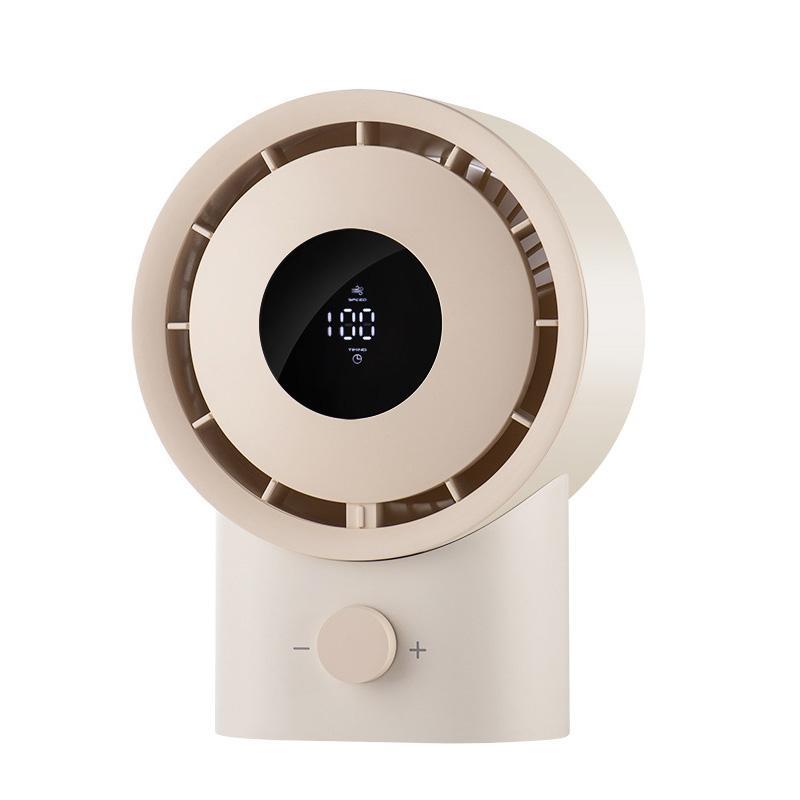 USB Rechargeable Desktop Fan with LED Display, Stepless Speed Control & Timer
