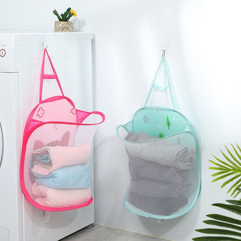 Foldable Wall Mounted Laundry Basket Breathable Hanging Dirty Clothes Organizer 0