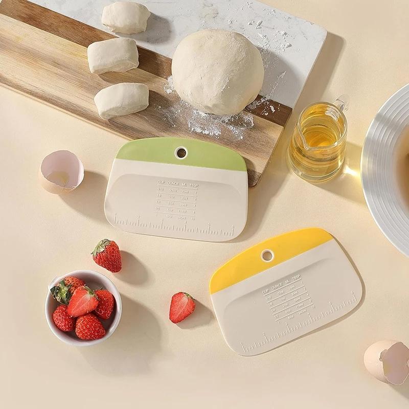 MultiFunction Dough Scraper Cutter With Measurement Scale FoodSafe Plastic Bench Scraper 2