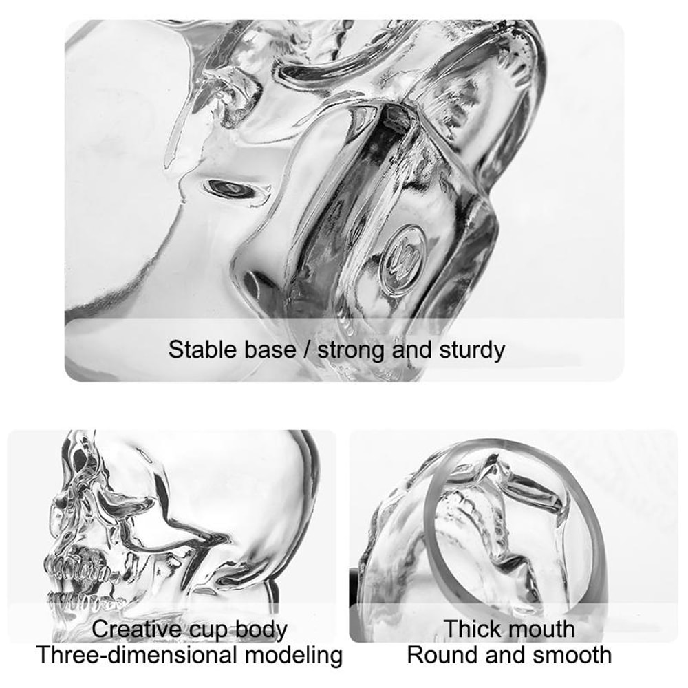 Crystal Skull Shot Glass Set Unique Skull Design Vodka Whiskey Glass 3