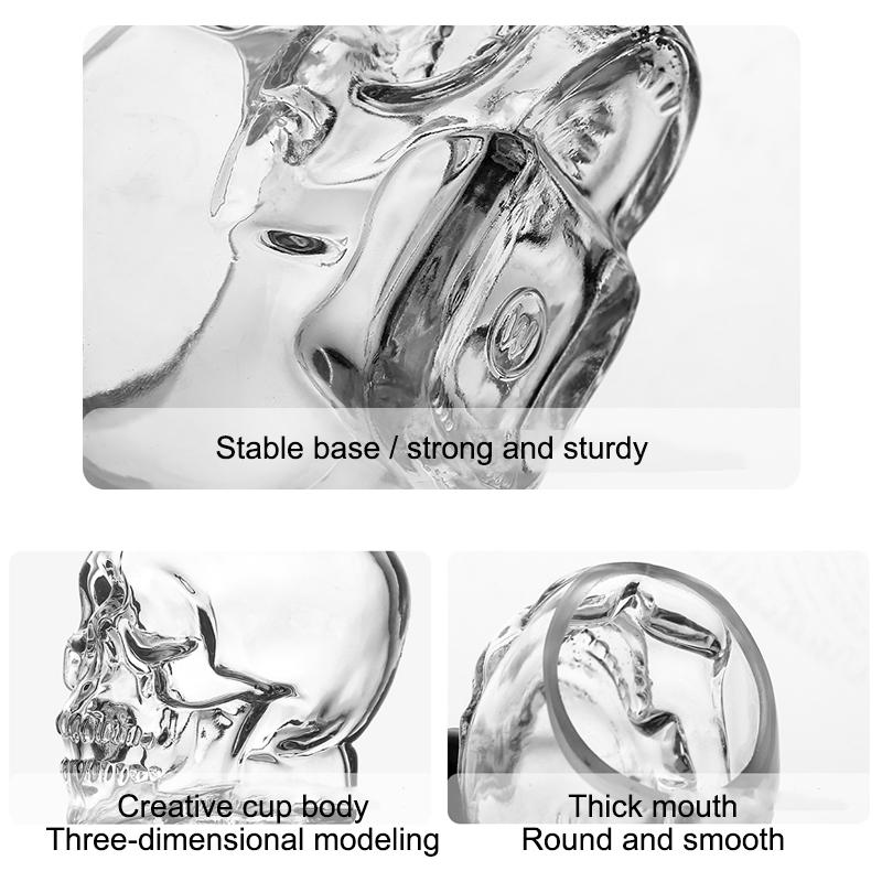 Crystal Skull Shot Glass Set Unique Skull Design Vodka Whiskey Glass 3