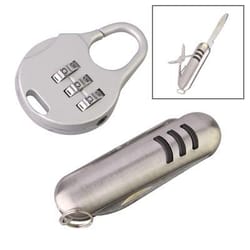 portable mini combination lock with folding knife multi tool for travel and everyday security