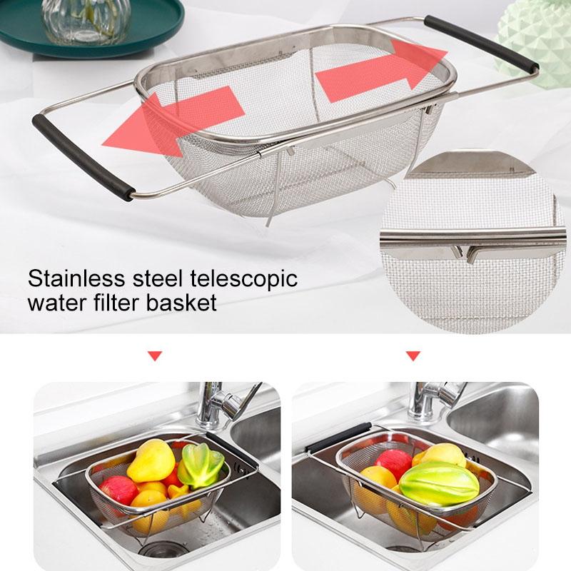 Expandable Stainless Steel Colander Over Sink Vegetable Washing Basket With Fine Mesh 9