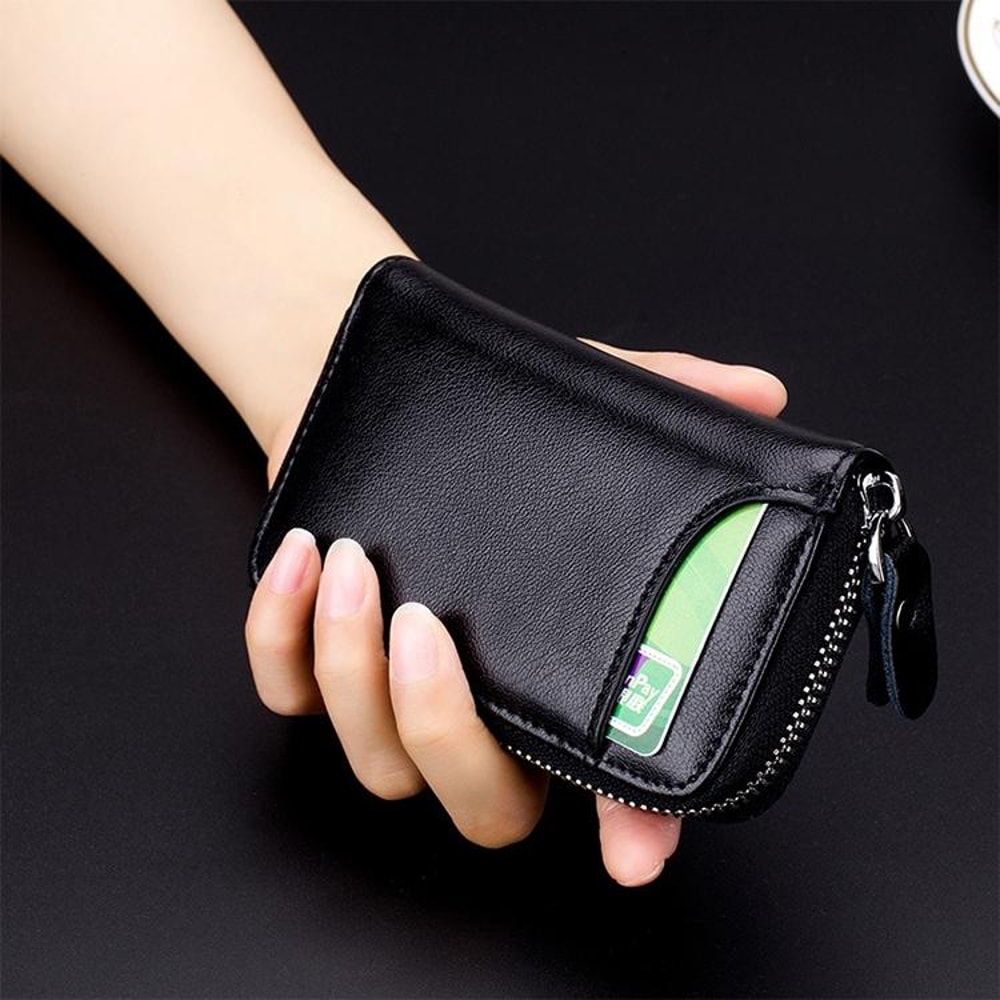 Premium Leather Key Holder Wallet Zipper Organizer With Card Slots 8