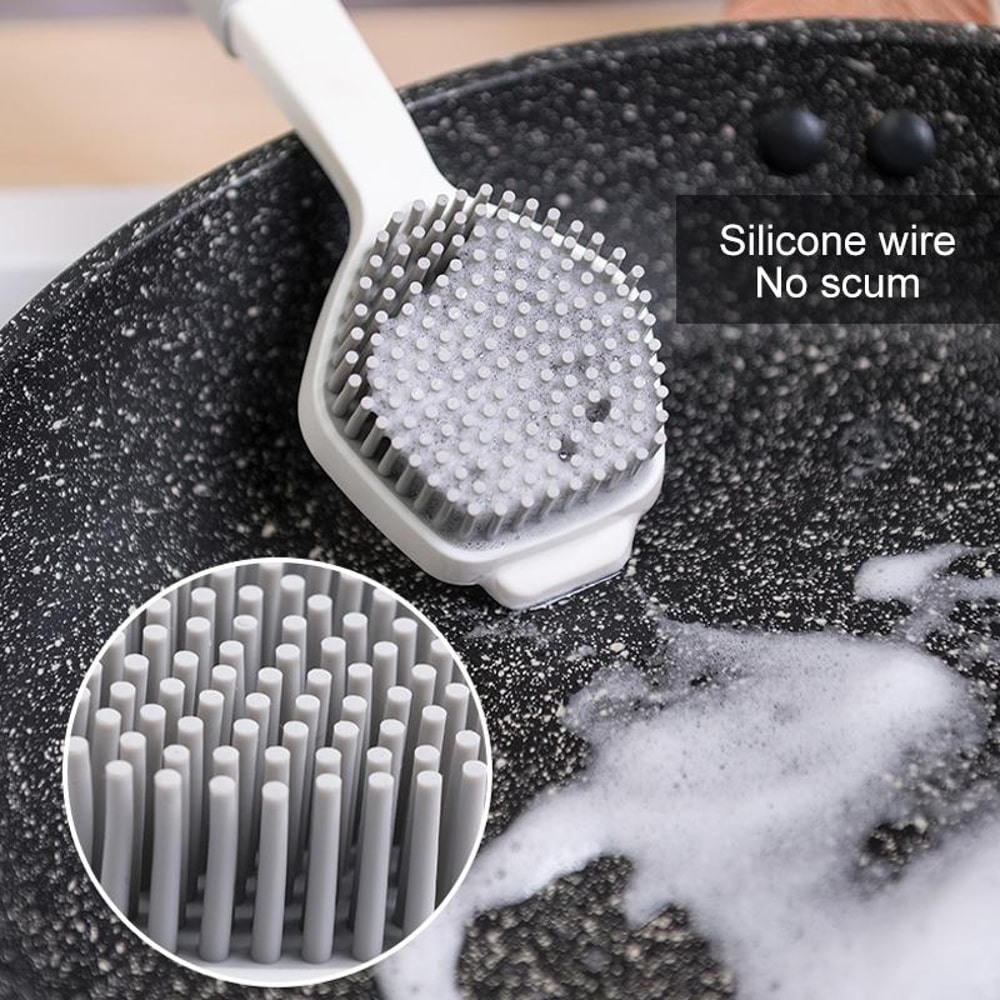 Long Handle Dish Cleaning Brush Non Scratch Kitchen Pot Scrubber 3