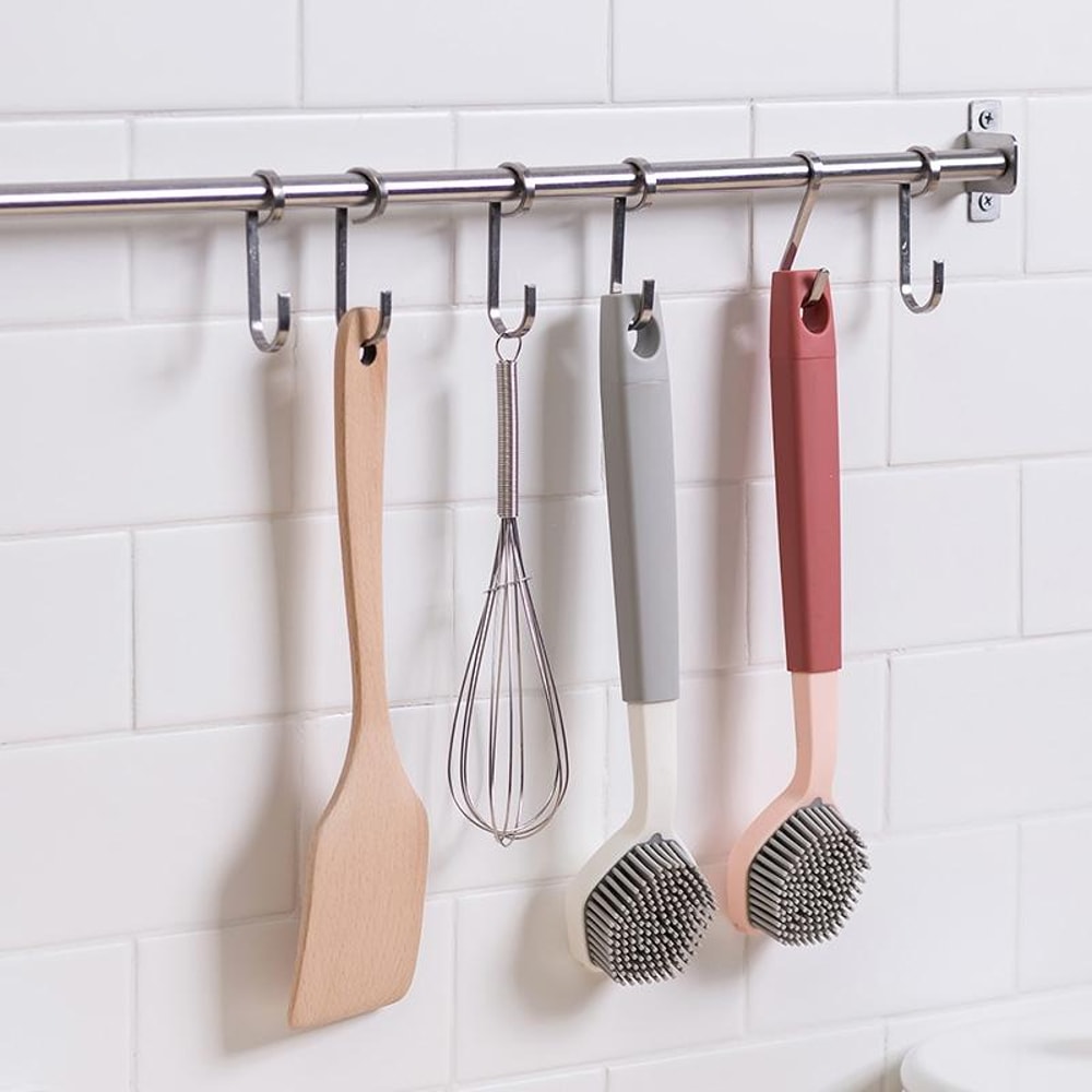 Long Handle Dish Cleaning Brush Non Scratch Kitchen Pot Scrubber 5