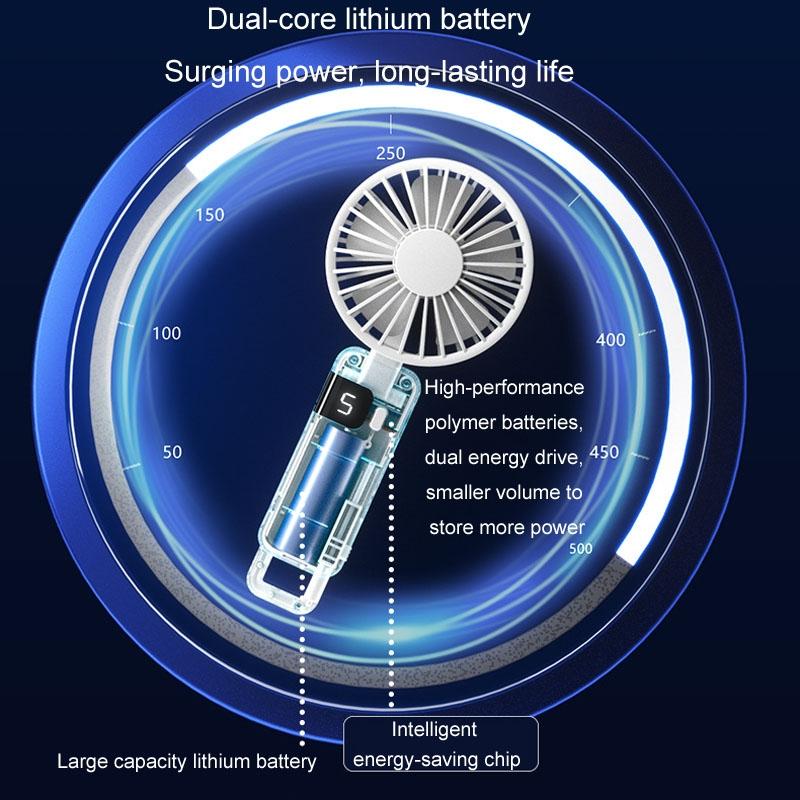 Portable Neck Fan With Digital Display USB Rechargeable Foldable Mini Handheld Fan 8