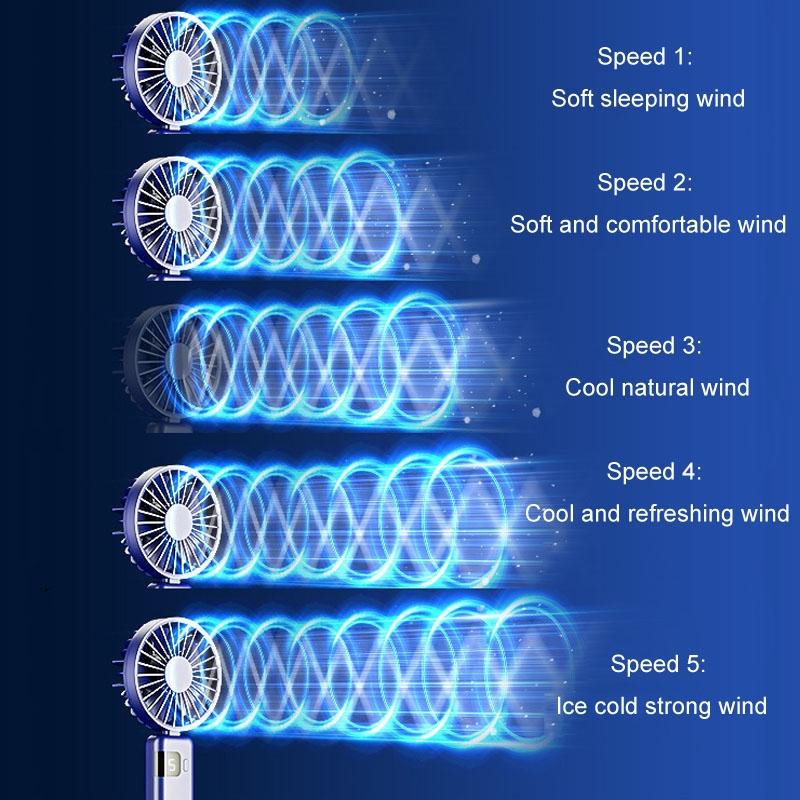 Portable Neck Fan With Digital Display USB Rechargeable Foldable Mini Handheld Fan 10