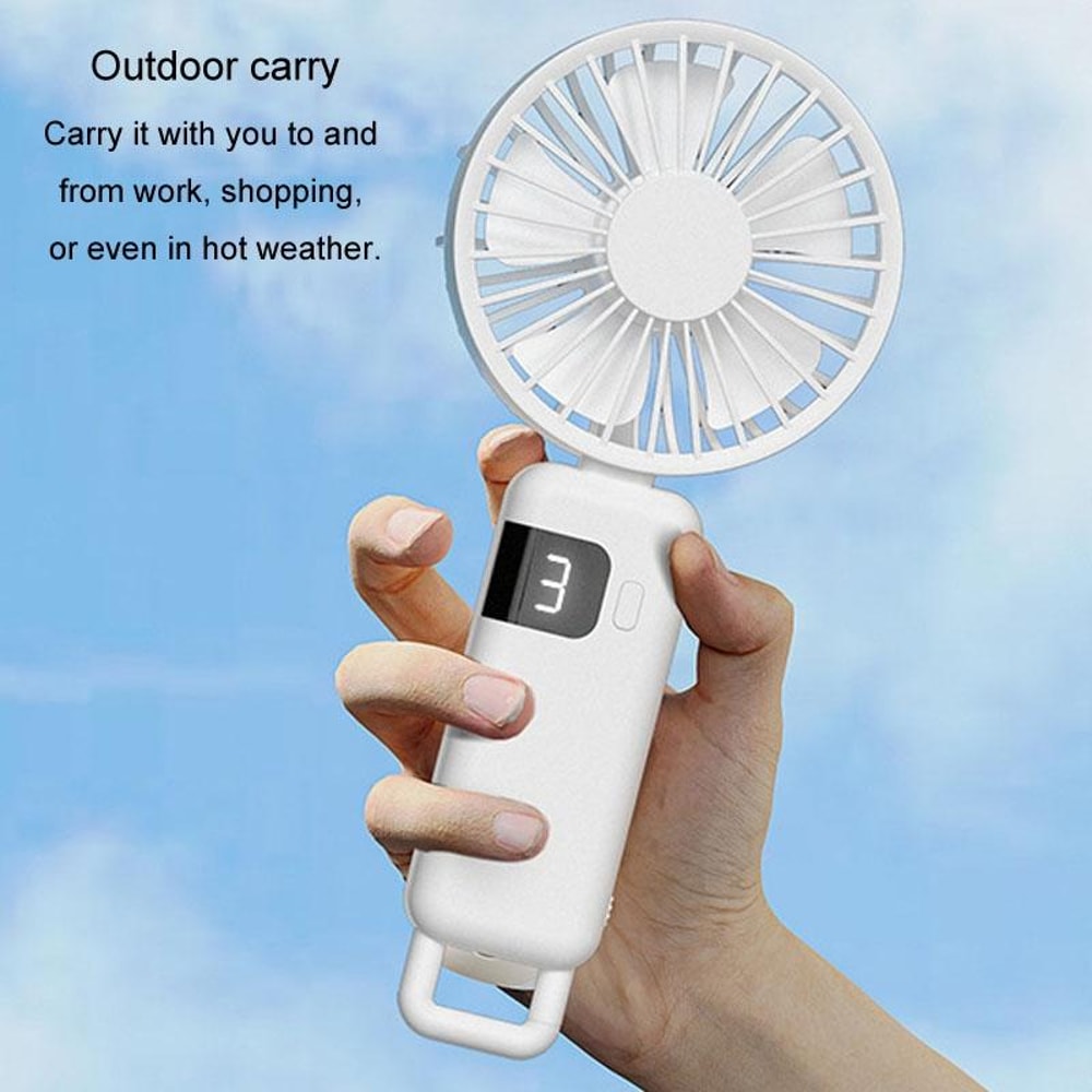Portable Neck Fan With Digital Display USB Rechargeable Foldable Mini Handheld Fan 1