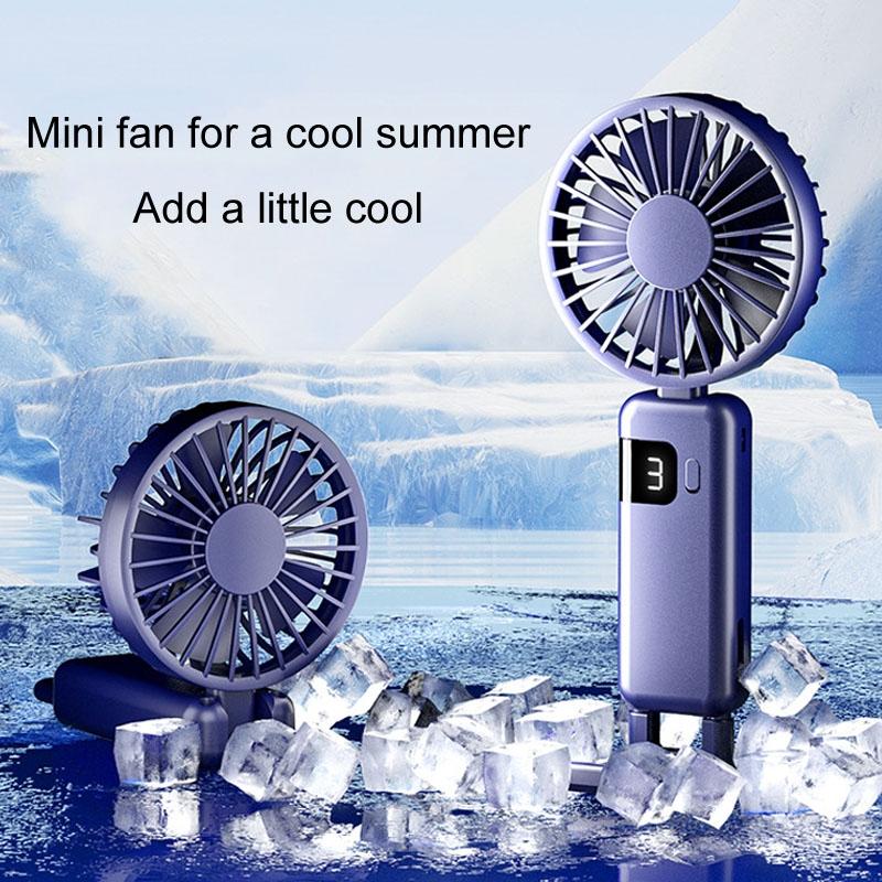 Portable Neck Fan With Digital Display USB Rechargeable Foldable Mini Handheld Fan 4