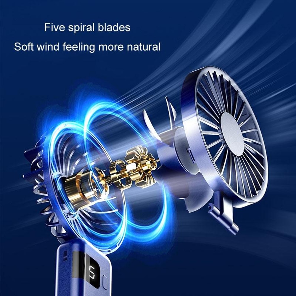 Portable Neck Fan With Digital Display USB Rechargeable Foldable Mini Handheld Fan 5